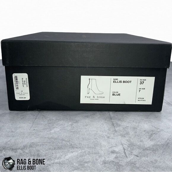 RAG & BONE ELLIS HEELED ANKLE BOOT IN ULTRA BLUE LEATHER WOMEN’S SIZE 7 EU 37 - Picture 14 of 15